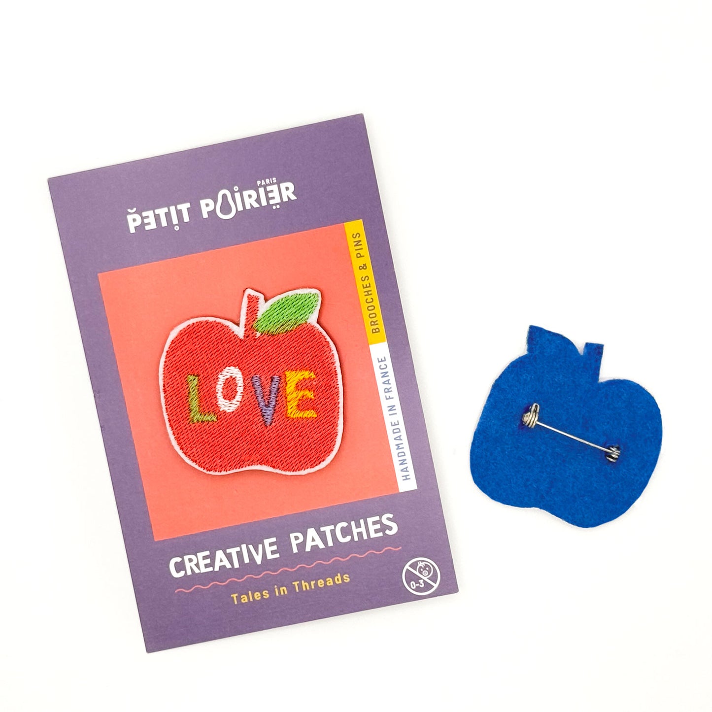 Broche brodée "Love Apple" – Un fruit à croquer